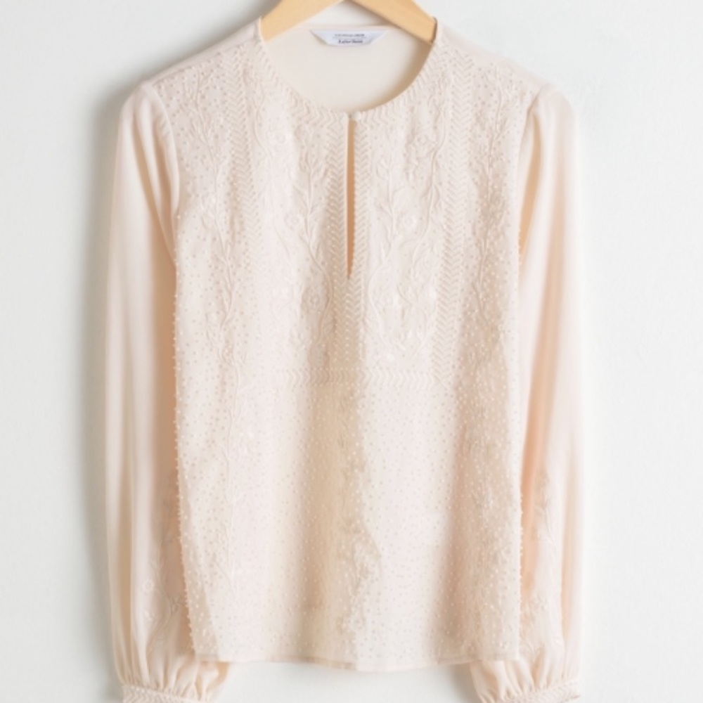 Other stories floral beaded embroidered blouse